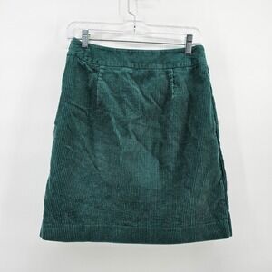 Boden Faux Wrap Mini Skirt Womens 4R Green Corduroy Buckle Detail WG505